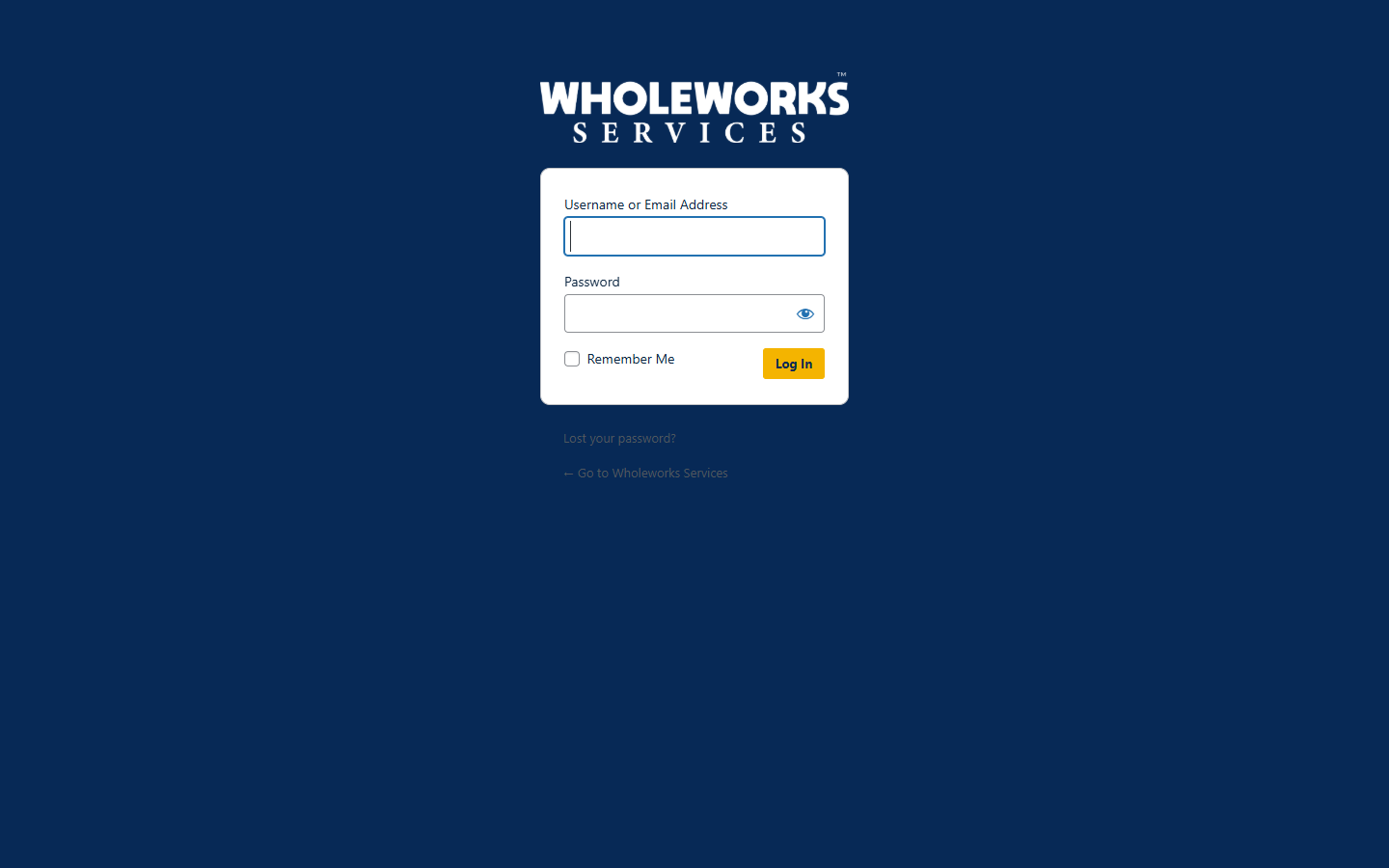 Screenshot: Logging in