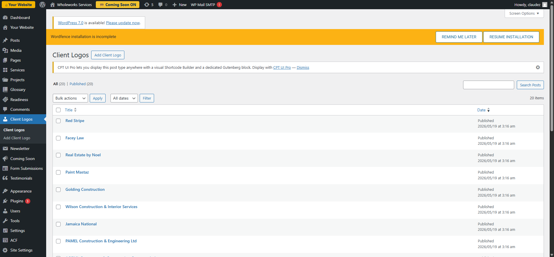 Screenshot: Client logos (notable clients)